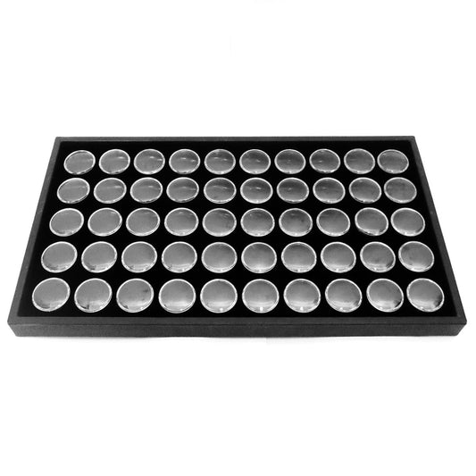ルースケース 50個セット ケース付き ジェムジャー 32×32×18mm クッション付き ブラック 黒