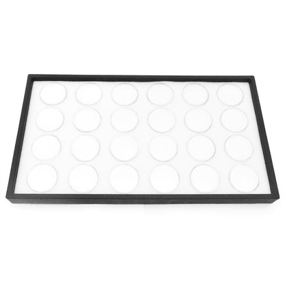 ルースケース 24個セット ケース付き ジェムジャー 46×46×17mm クッション付き ホワイト 白 Lサイズ
