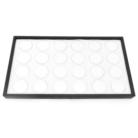 ルースケース 24個セット ケース付き ジェムジャー 46×46×17mm クッション付き ホワイト 白 Lサイズ