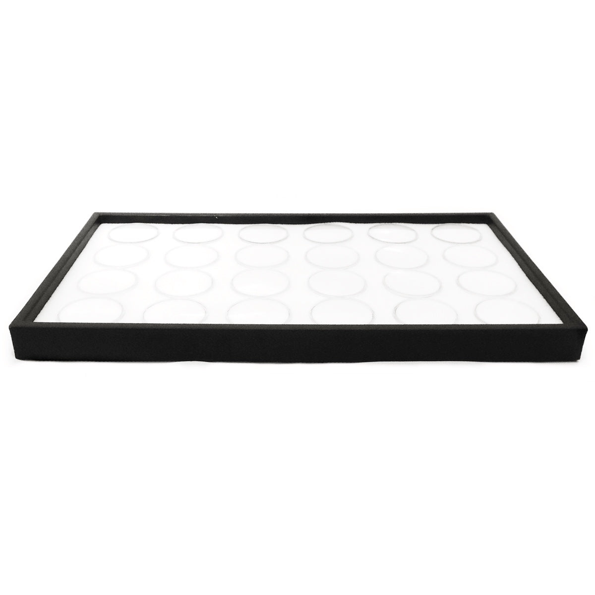 ルースケース 24個セット ケース付き ジェムジャー 46×46×17mm クッション付き ホワイト 白 Lサイズ