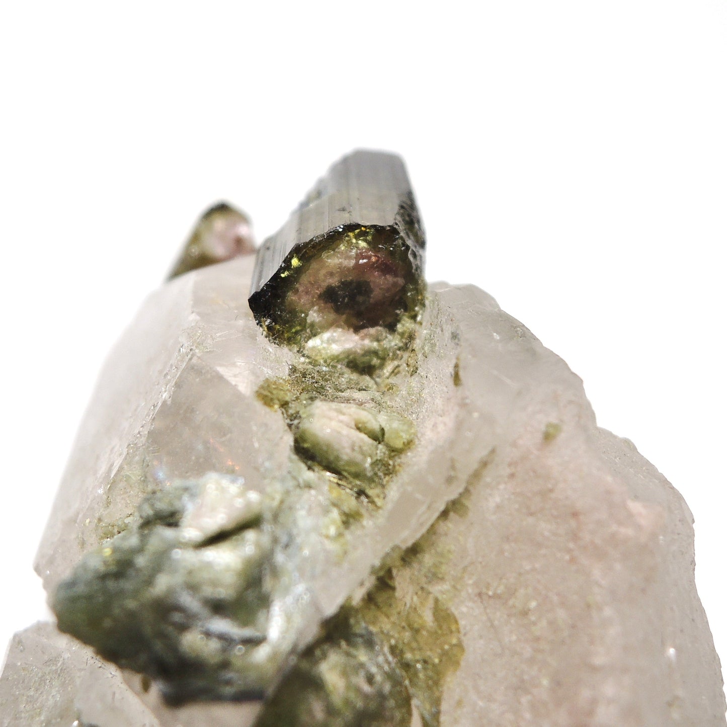 ウォーターメロントルマリン 原石 水晶共生 クォーツ共生 グリーントルマリン 電気石 ブラジル産 Watermelon Tourmaline