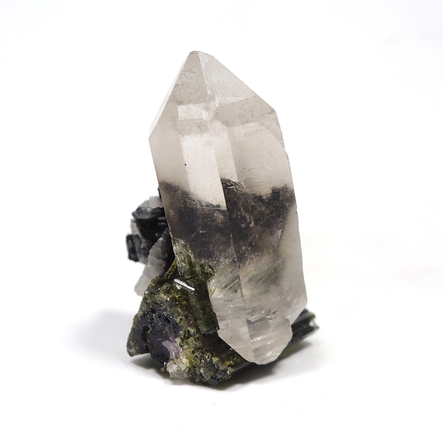 グリーントルマリン 原石 水晶共生 クォーツ共生 電気石 ブラジル産 Tourmaline