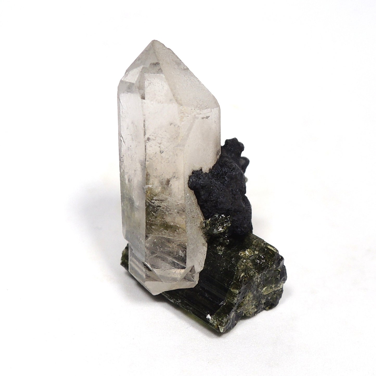 グリーントルマリン 原石 水晶共生 クォーツ共生 電気石 ブラジル産 Tourmaline